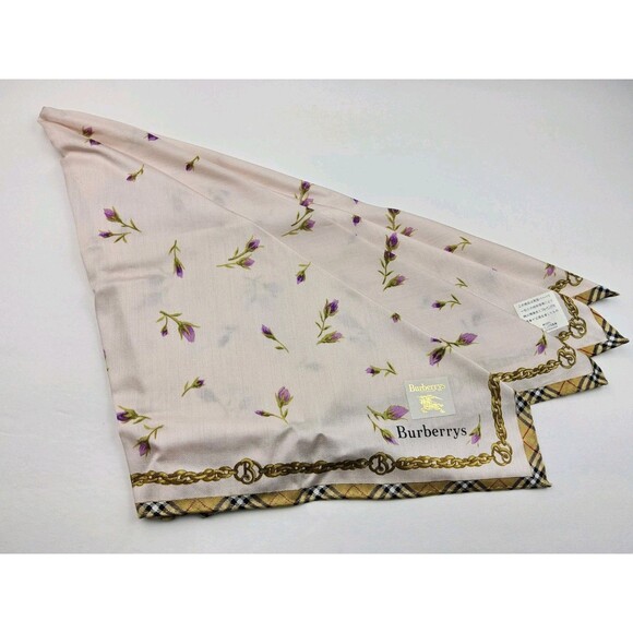Burberry Floral Nova Check 19.5" Square Scarf Neckerchief Handkerchief - Picture 1 of 6